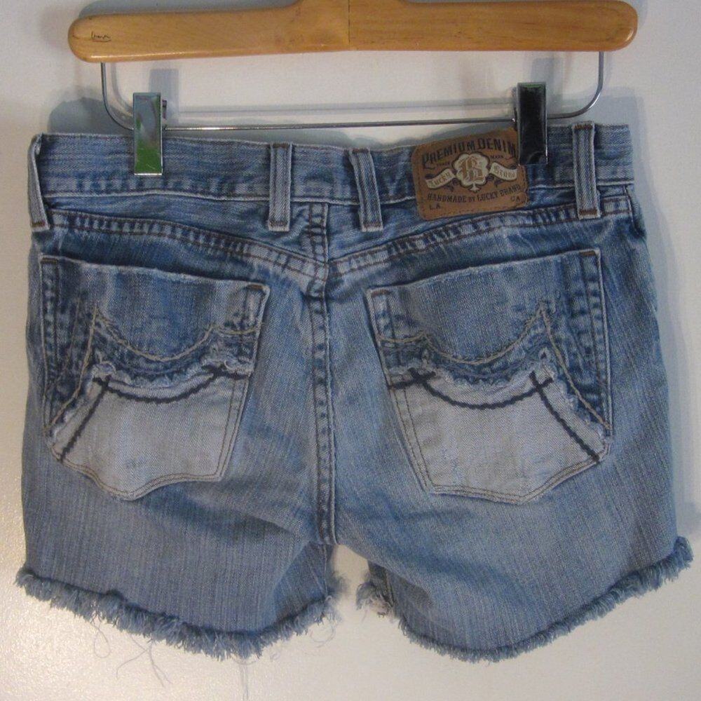 Lucky Brand Womens Size 2 "Dream Bridge"  Blue Cutoff Denim Jean Shorts Vintage